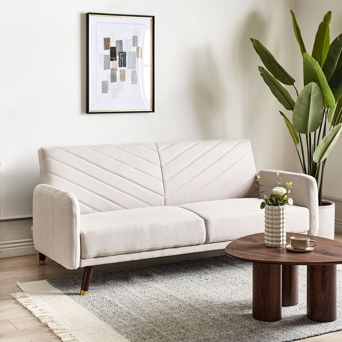 Beliani - SENJA - Slaapbank 3-zits - Lichtbeige - Kunstlinnen