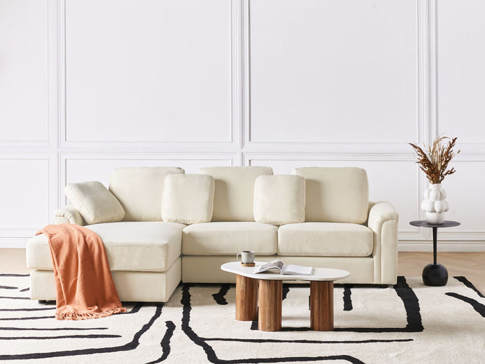 Beliani - KOHLO - Hoekbank - Lichtbeige - Rechtszijdig - Stof