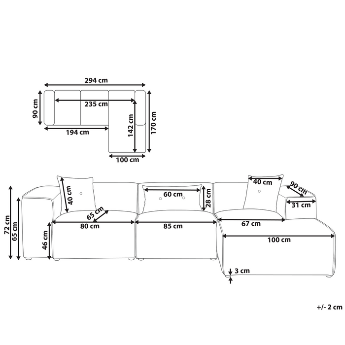 Beliani-DOLVA-Hoekbank-Gebroken wit-Linkerzijde-294 cm-Bouclé