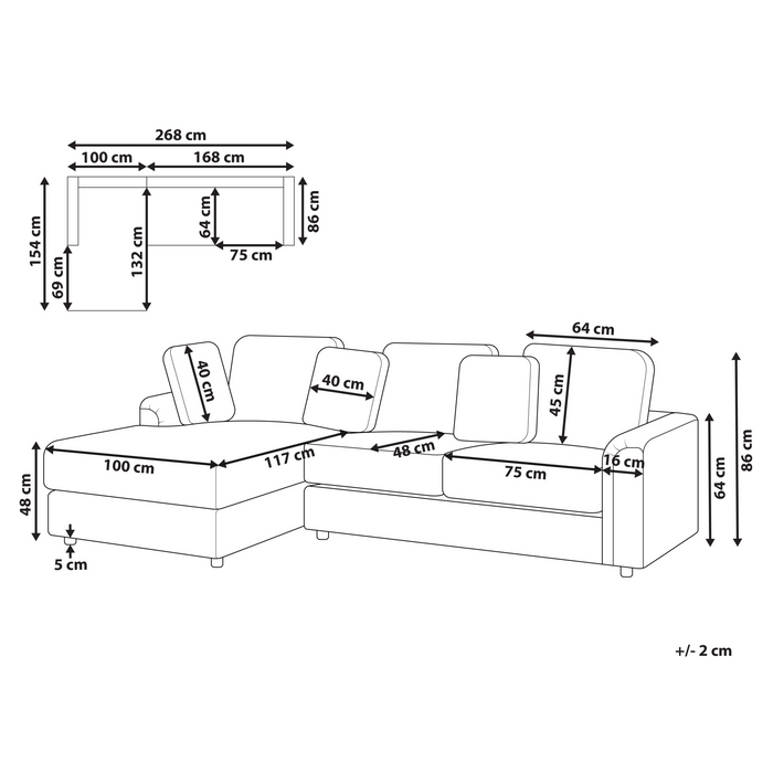 Beliani - KOHLO - Hoekbank - Lichtbeige - Rechtszijdig - Stof