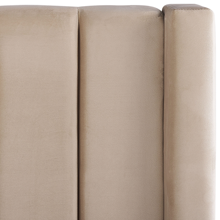 Beliani-NOYERS-Bed met opbergruimte-Beige-160 x 200 cm-Fluweel