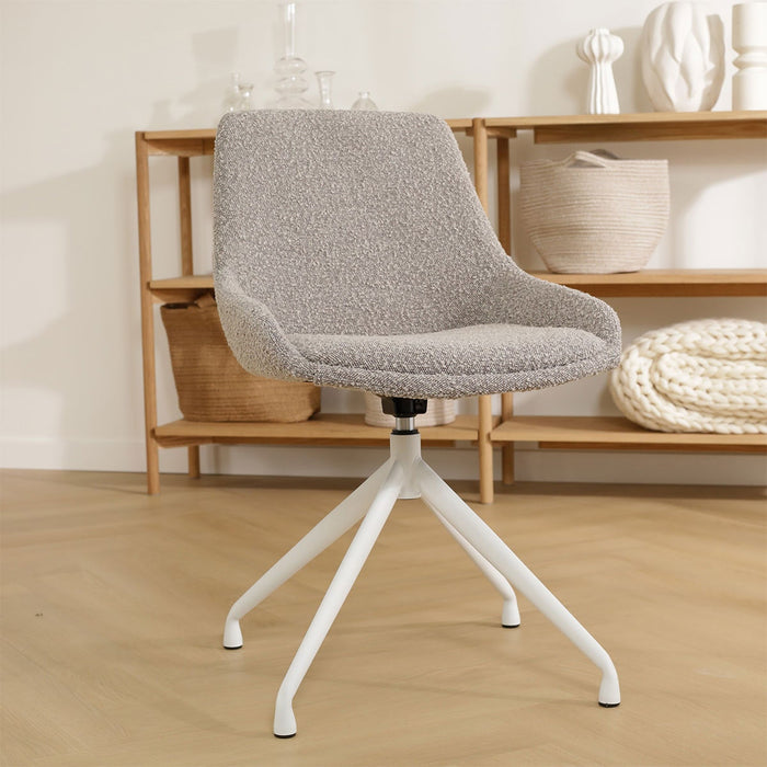 Nolon Nola-Isa Draaibare Eetkamerstoelen Bouclé Taupe - Wit - 2x