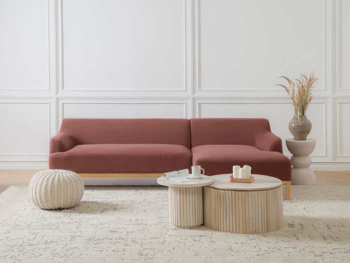 Beliani - SOSJO - Hoekbank - Bordeaux - Linkszijdig - Polyester