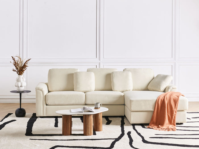 Beliani - KOHLO - Hoekbank - Lichtbeige - Linkszijdig - Stof