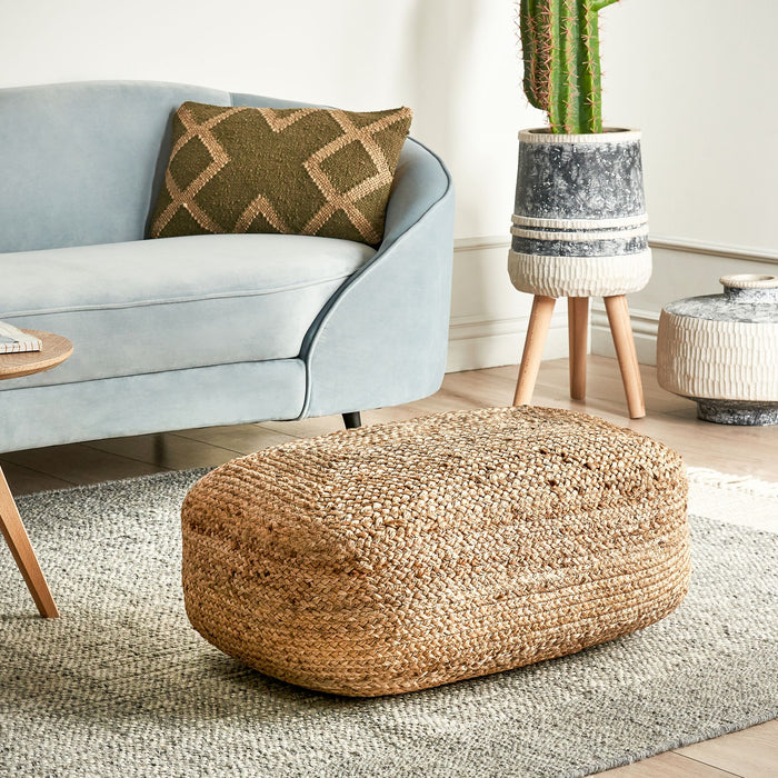 Beliani - ISARDA - Vloerkussen - Beige - 70 x 40 x 20 cm - Jute