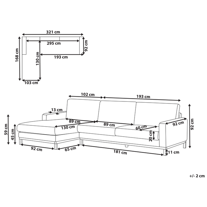 Beliani - SIGGARD II - Hoekbank - Grijs - Rechtszijdig - Polyester