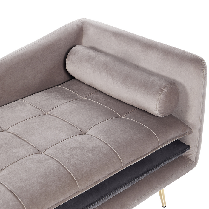 Beliani - GONESSE - Chaise longue - Taupe - Rechtszijdig - Fluweel