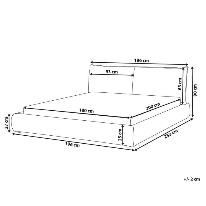 Beliani - VINAY - Tweepersoonsbed - Taupe - 180 x 200 cm - Corduroy