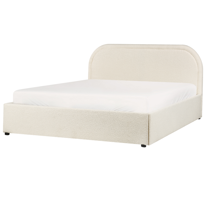 Beliani-QUILLIEN-Bed met opbergruimte-Lichtbeige-140 x 200 cm-Bouclé