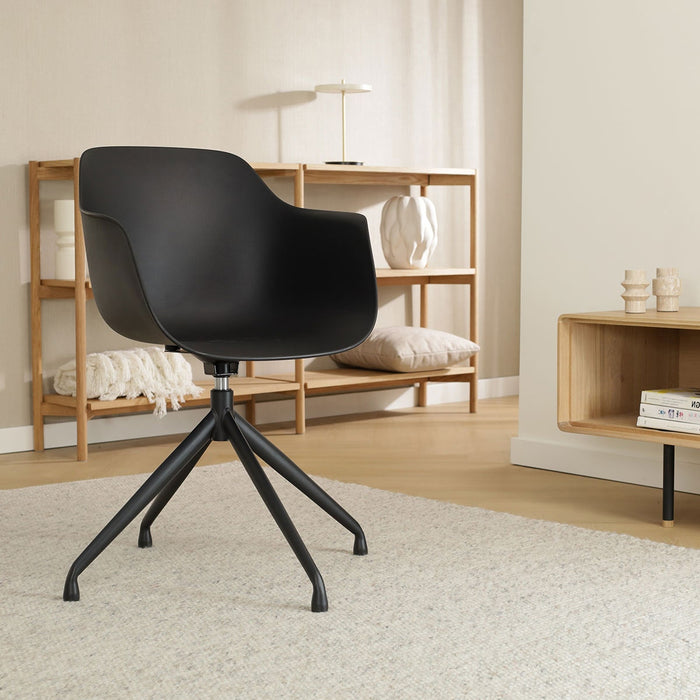 Nolon Nola-Puk Draaibare Eetkamerstoelen Zwart - Zwart Onderstel - 2x