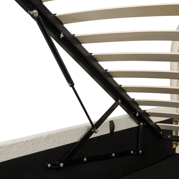 Beliani-QUILLIEN-Bed met opbergruimte-Lichtbeige-140 x 200 cm-Bouclé