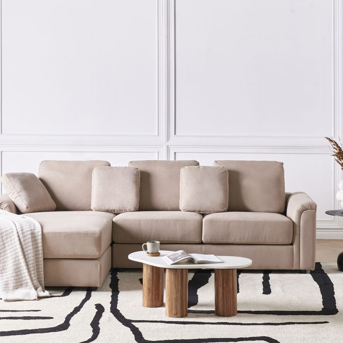 Beliani - KOHLO - Hoekbank - Taupe - Rechtszijdig - Stof
