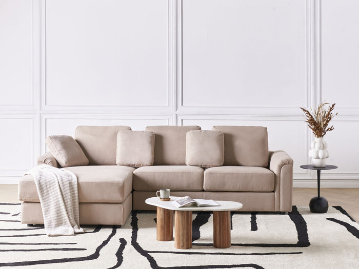 Beliani - KOHLO - Hoekbank - Taupe - Rechtszijdig - Stof