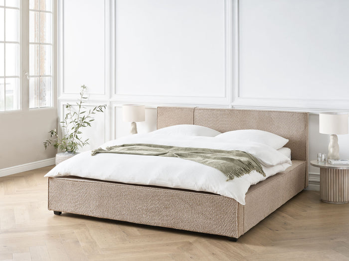 Beliani - MIRANDE - Tweepersoonsbed - Taupe - 160 x 200 cm - Bouclé