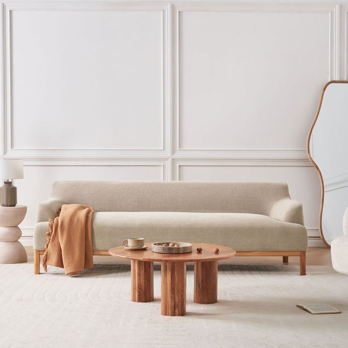 Beliani - SOSJO - Driezitsbank - Taupe - Polyester