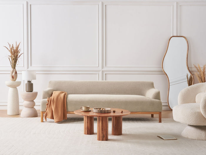 Beliani - SOSJO - Driezitsbank - Taupe - Polyester