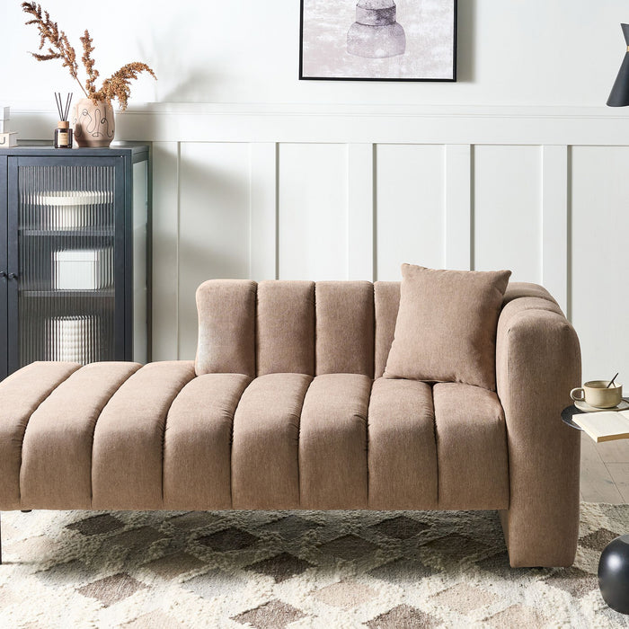 Beliani-LANNILS-Chaise longue-Lichtbruin-Rechtszijdig-Polyester
