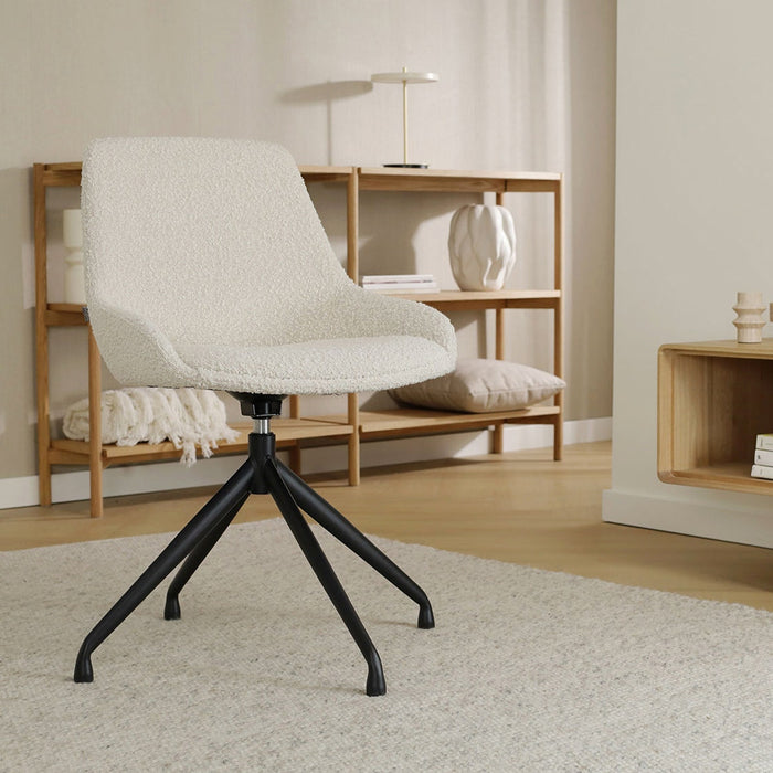 Nolon Nola-Isa Draaiabre Eetkamerstoelen Bouclé Beige - Zwart - 2x
