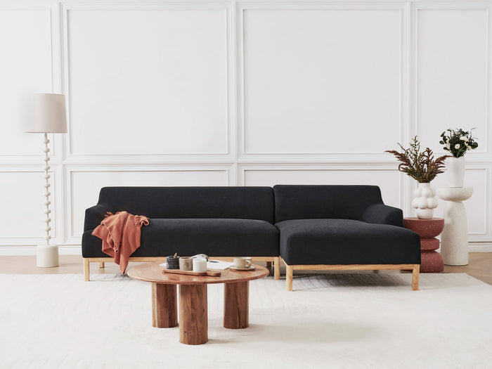 Beliani - SOSJO - Hoekbank - Zwart - Linkszijdig - Polyester