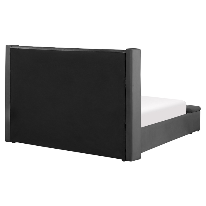 Beliani - NOYERS - Tweepersoonsbed - Grijs - 160 x 200 cm - Fluweel