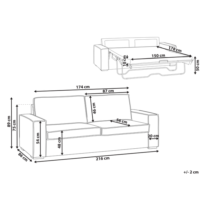 Beliani - VUOKATTI - Slaapbank - Gebroken wit - Bouclé