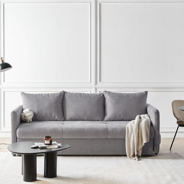 Beliani - HOLSEN - Driezitsbank - Grijs - Stof