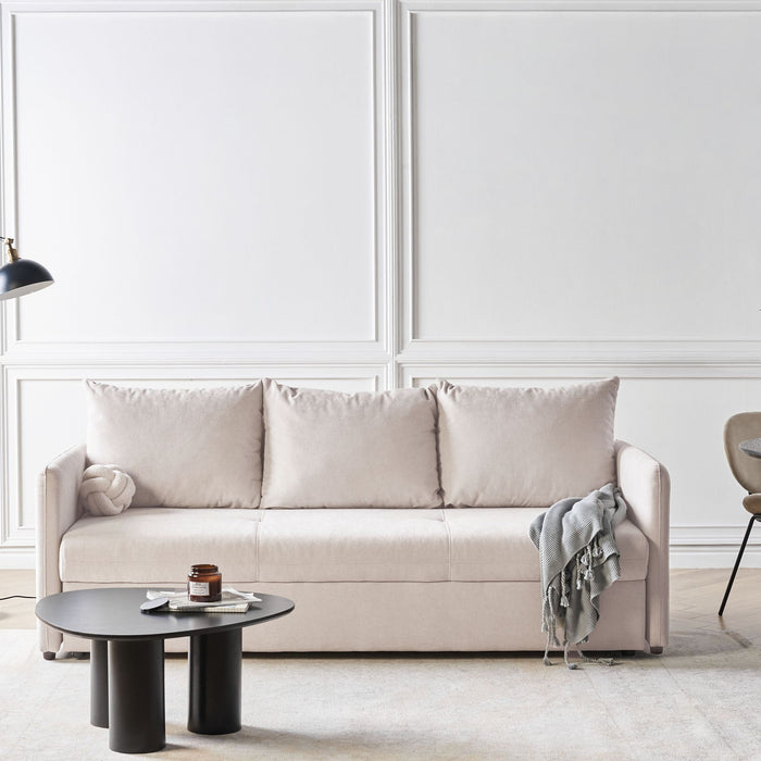 Beliani - HOLSEN - Driezitsbank - Beige - Stof