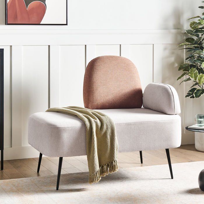 Beliani - ARCEY - Chaise longue - Lichtbeige - Rechtszijdig - Stof