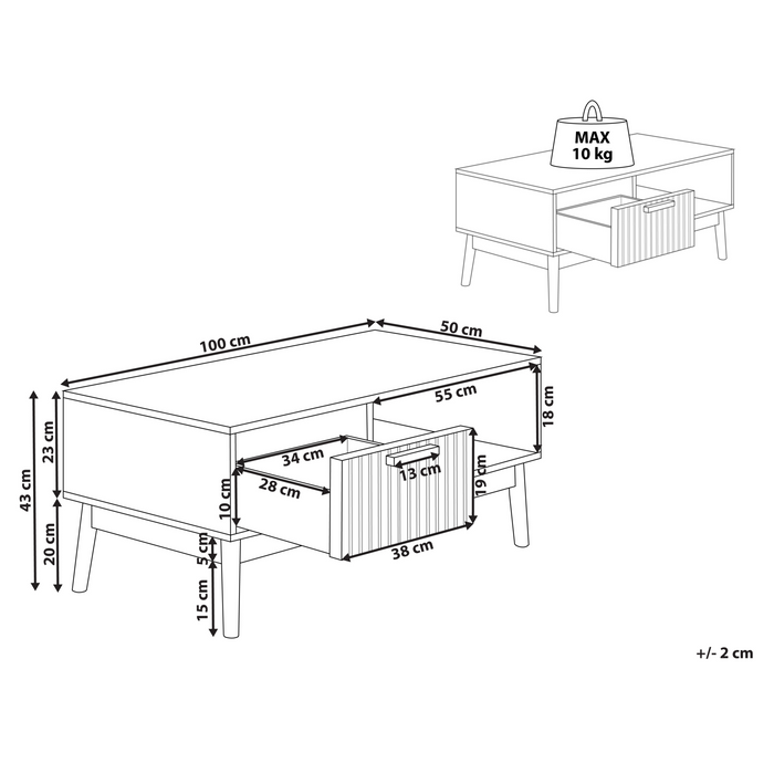 Beliani - LYNWOOD - Salontafel - Lichthout - MDF