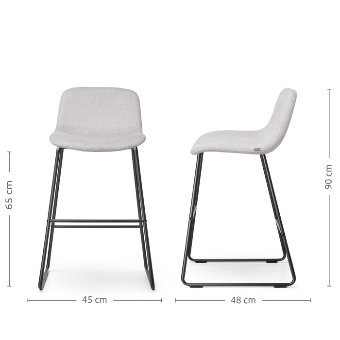 Nolon Nino-Mats Barkrukken Set van 2 - Beige - Zwart - 65 cm