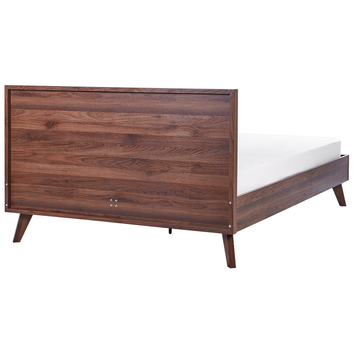 Beliani-MONPAZIER -Tweepersoonsbed-Donkerhout-160 x 200 cm-Rotan