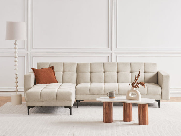 Beliani - ALNES - Hoekbank - Beige - Rechtszijdig - Polyester