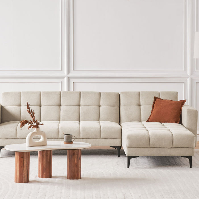 Beliani - ALNES - Hoekbank - Beige - Linkszijdig - Polyester