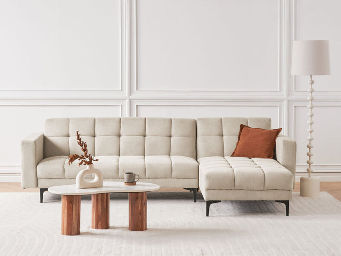 Beliani - ALNES - Hoekbank - Beige - Linkszijdig - Polyester