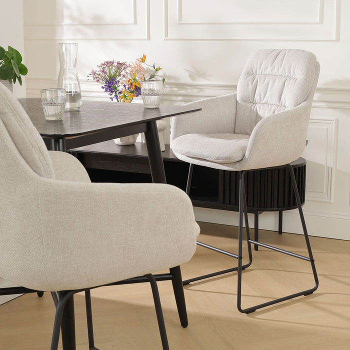 Nolon Nino-Mia Barkrukken Set van 2 - Beige - Zwart - 65 cm