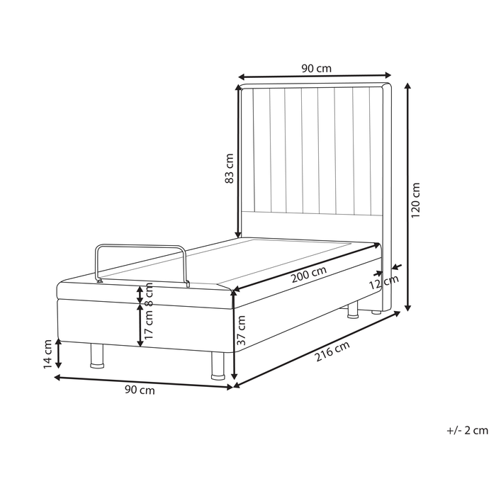 Beliani-DUKE II-Bed verstelbaar-Lichtbeige-90 x 200 cm-Polyester