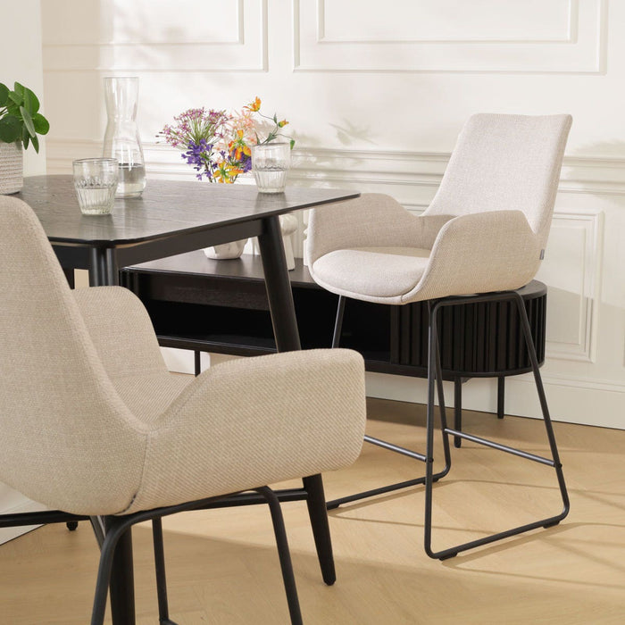 Nolon Nino-Eef Barkrukken Set van 2 - Beige - Zwart - 75 cm