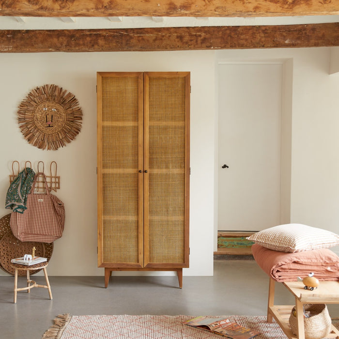 Tikamoon - Ninon - Kinderkast van grenenhout en rotan vlechtwerk