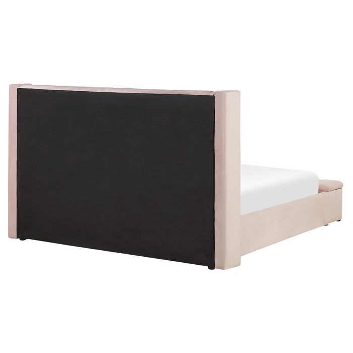 Beliani-NOYERS -Bed met opbergruimte-Roze-160 x 200 cm-Fluweel