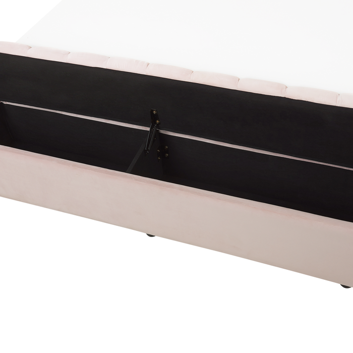 Beliani-NOYERS -Bed met opbergruimte-Roze-160 x 200 cm-Fluweel