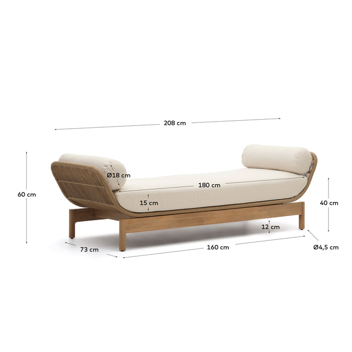 Kave Home - Ligstoel Catalina beige van touw en massief acaciahout FSC