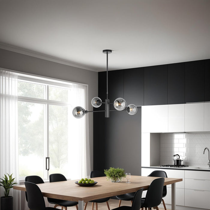 Steinhauer Hanglamp Constellation Zwart Smoke Glas Incl. Onderlicht