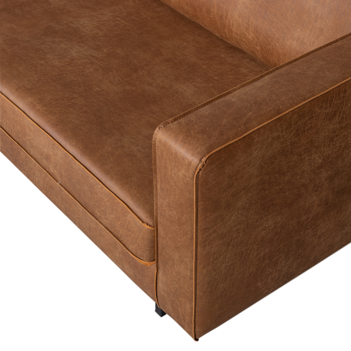 WOOOD Indy Hoekbank Links - Recycle Leer - Cognac - 80x338x202