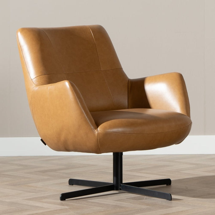 Bronx71 Fauteuil Stella draaibaar leer cognac