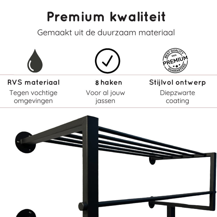 LT-Luce Kapstok Joy Royal XXL Mat Zwart 8 Haken 95 x 75cm