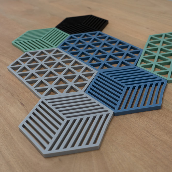 Krumble Siliconen pannenonderzetter Hexagon lang - Zwart - Set van 2