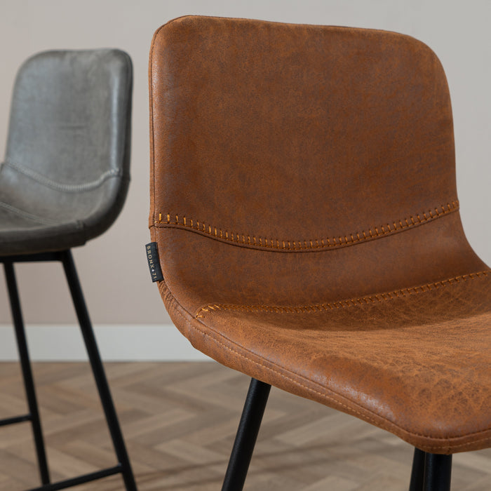 Bronx71 Industriële barkruk Mikky cognac eco-leer 65-78 cm