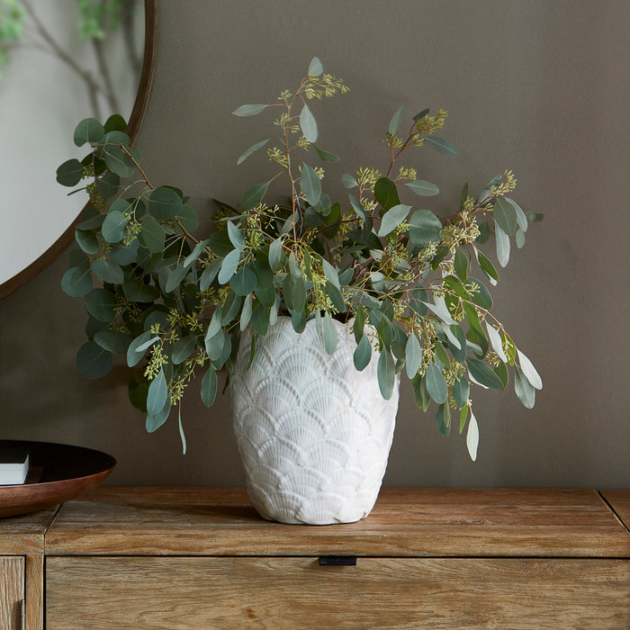 Riviera Maison Vaas Wit - Shell - Aardewerk (ØxH) 24x30