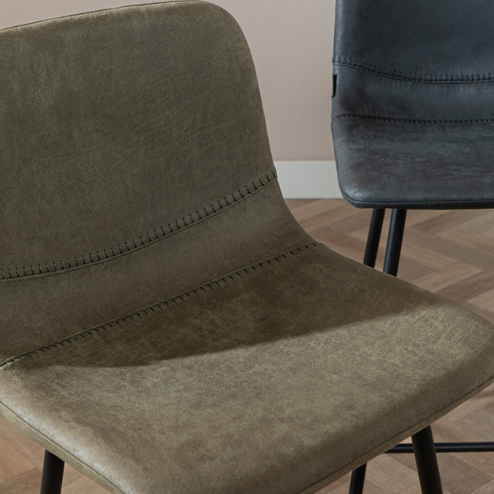 Bronx71 Industriële barkruk Mikky olijfgroen eco-leer 65-78 cm