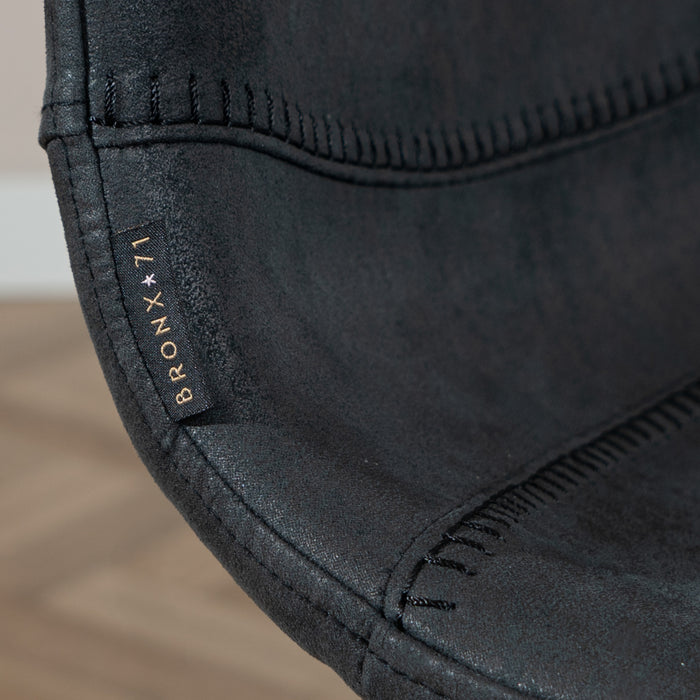 Bronx71 Industriële barkruk Mikky zwart|antraciet eco-leer 65-78 cm